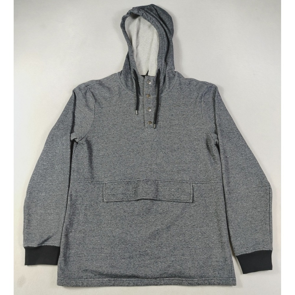 Forever 21‎ MEN Hoodie Sweatshirt Mens Medium Gray Snap Neck Pullover Streetwear